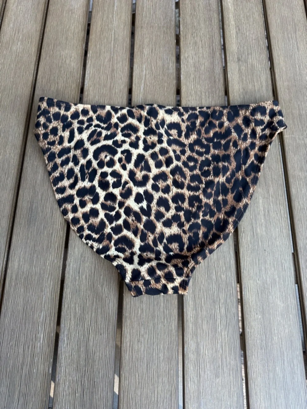 Sun Streak by Newport News Leopard Print High Cut Bikini Bottoms Vintage 90 Swim